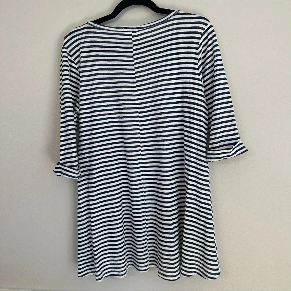 Tea N Rose Boutique Women's 3/4 Length Sleeve White & Navy Striped Top Sz S GUC - Picture 9 of 9